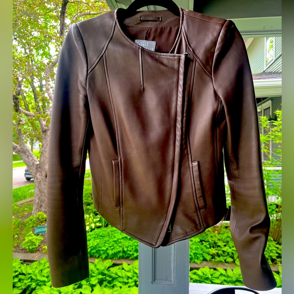 Luxurious Roberta Furlanetto Dark Brown Calfskin Leather Jacket